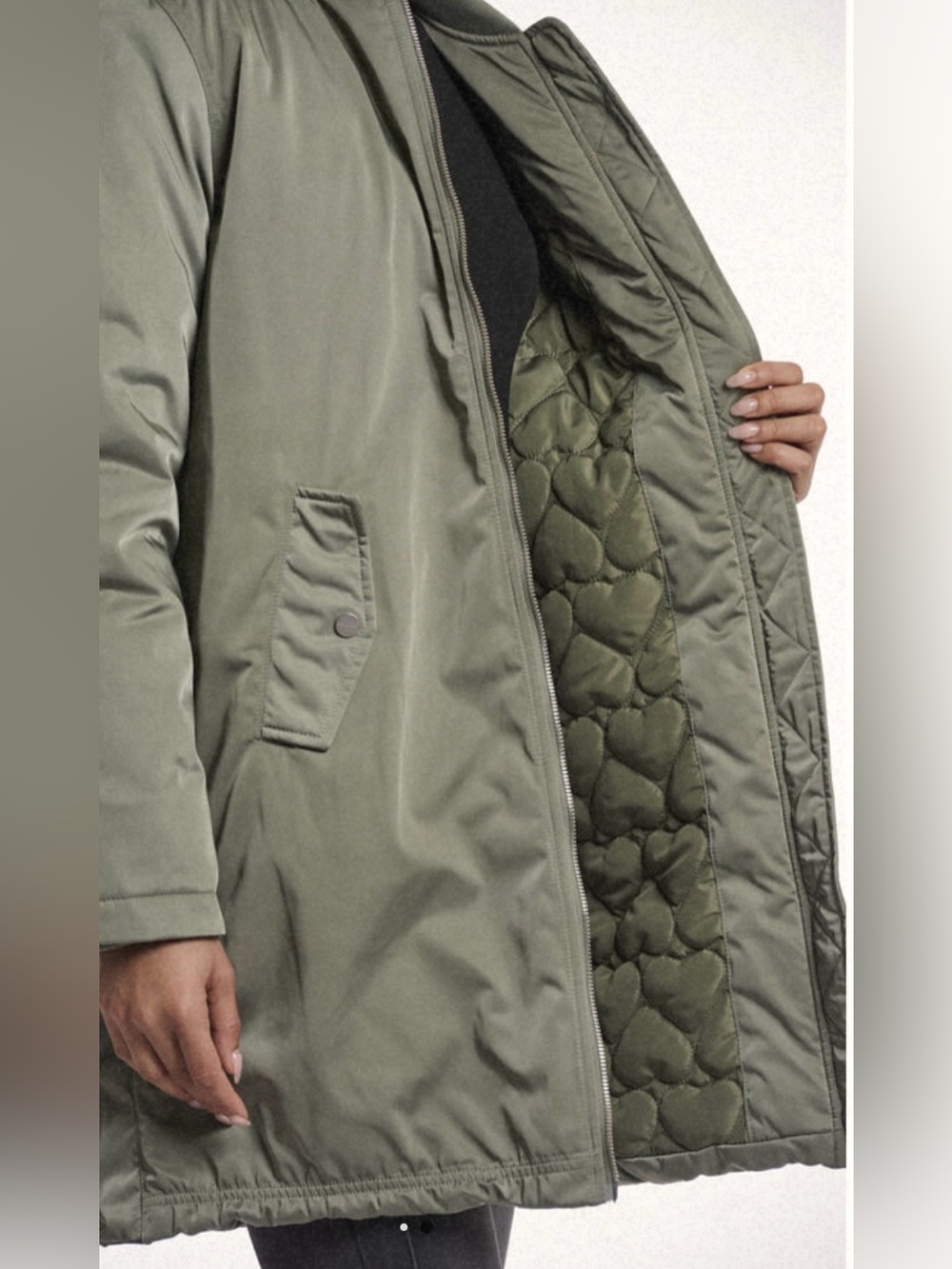 RINO & PELLE STAR LONG BOMBER JACKET Sz38/S Khaki